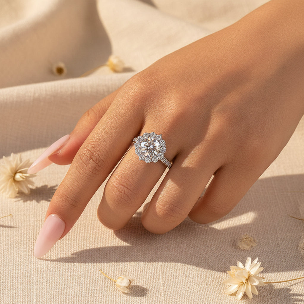 Aurevyn 2.0Ct Round Cut White Gold Travel Promise Ring
