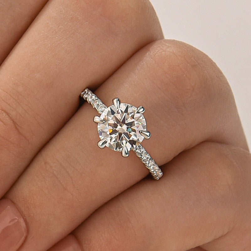 Aurevyn 2.0Ct Round Cut 6 Prong Promise Rings For Women