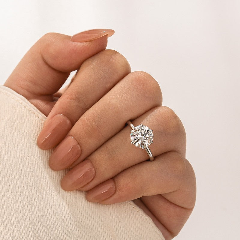 Aurevyn 3.0 Ct Round Cut 6 Prong Engagement Ring For Women