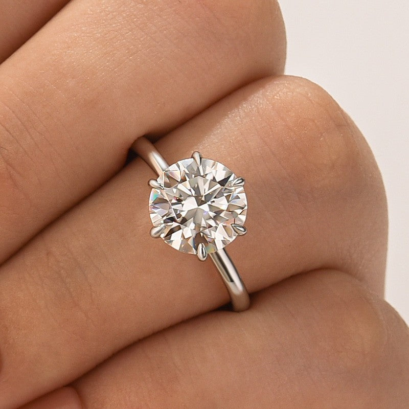 Aurevyn 3.0 Ct Round Cut 6 Prong Engagement Ring For Women