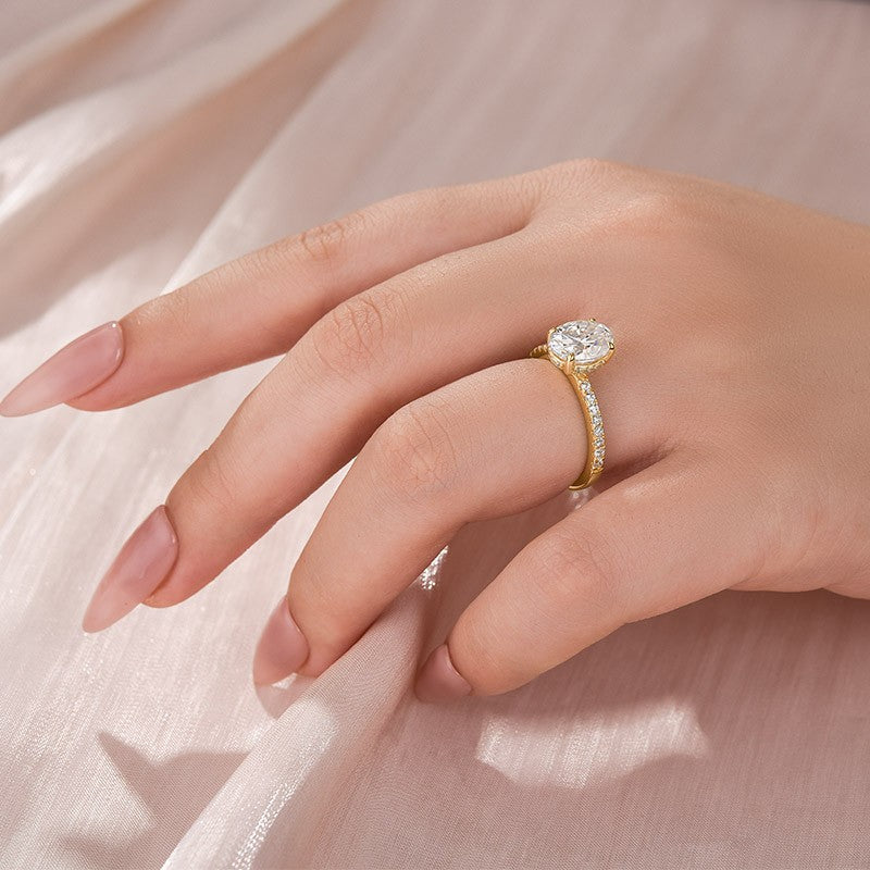 Aurevyn Moissanite 2.0 Ct Oval Cut Yellow Gold Promise Ring For Women