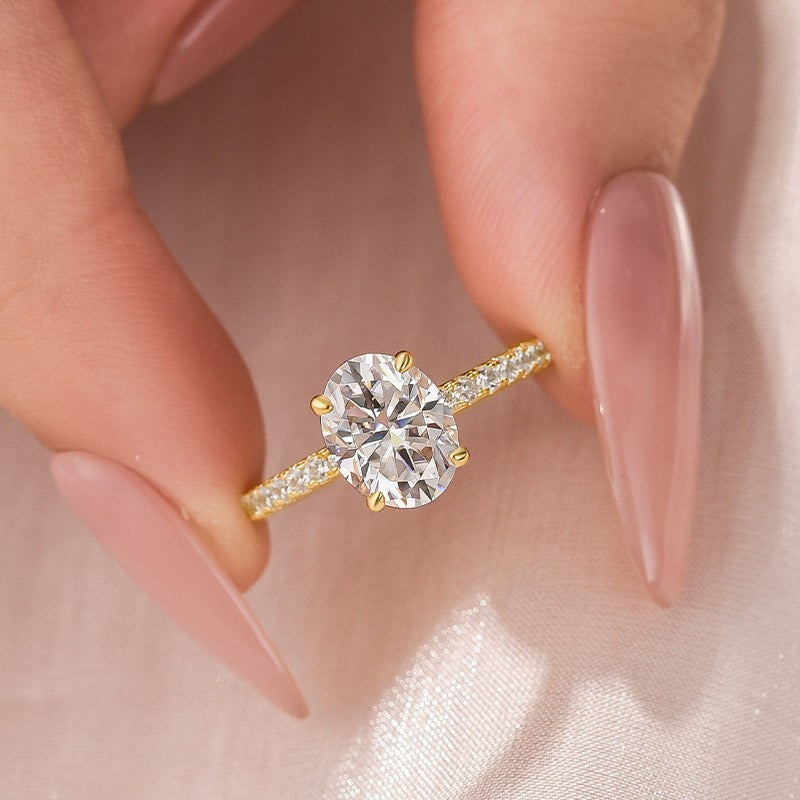 Aurevyn Moissanite 2.0 Ct Oval Cut Yellow Gold Promise Ring For Women