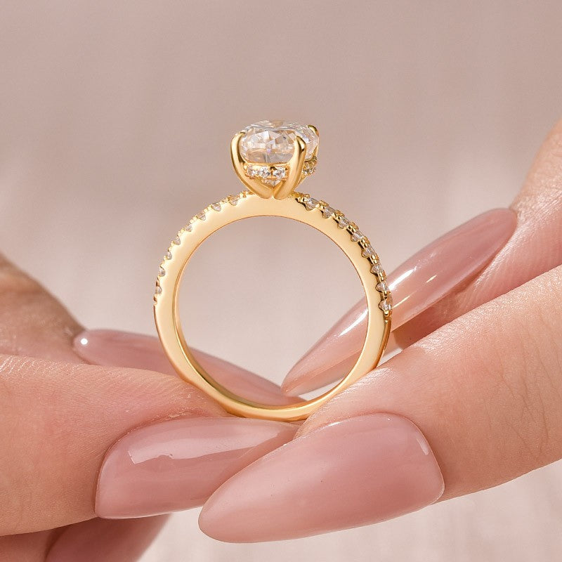 Aurevyn Moissanite 2.0 Ct Oval Cut Yellow Gold Promise Ring For Women