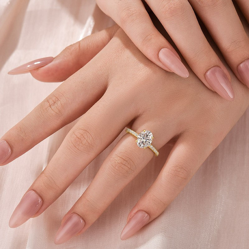 Aurevyn Moissanite 2.0 Ct Oval Cut Yellow Gold Promise Ring For Women