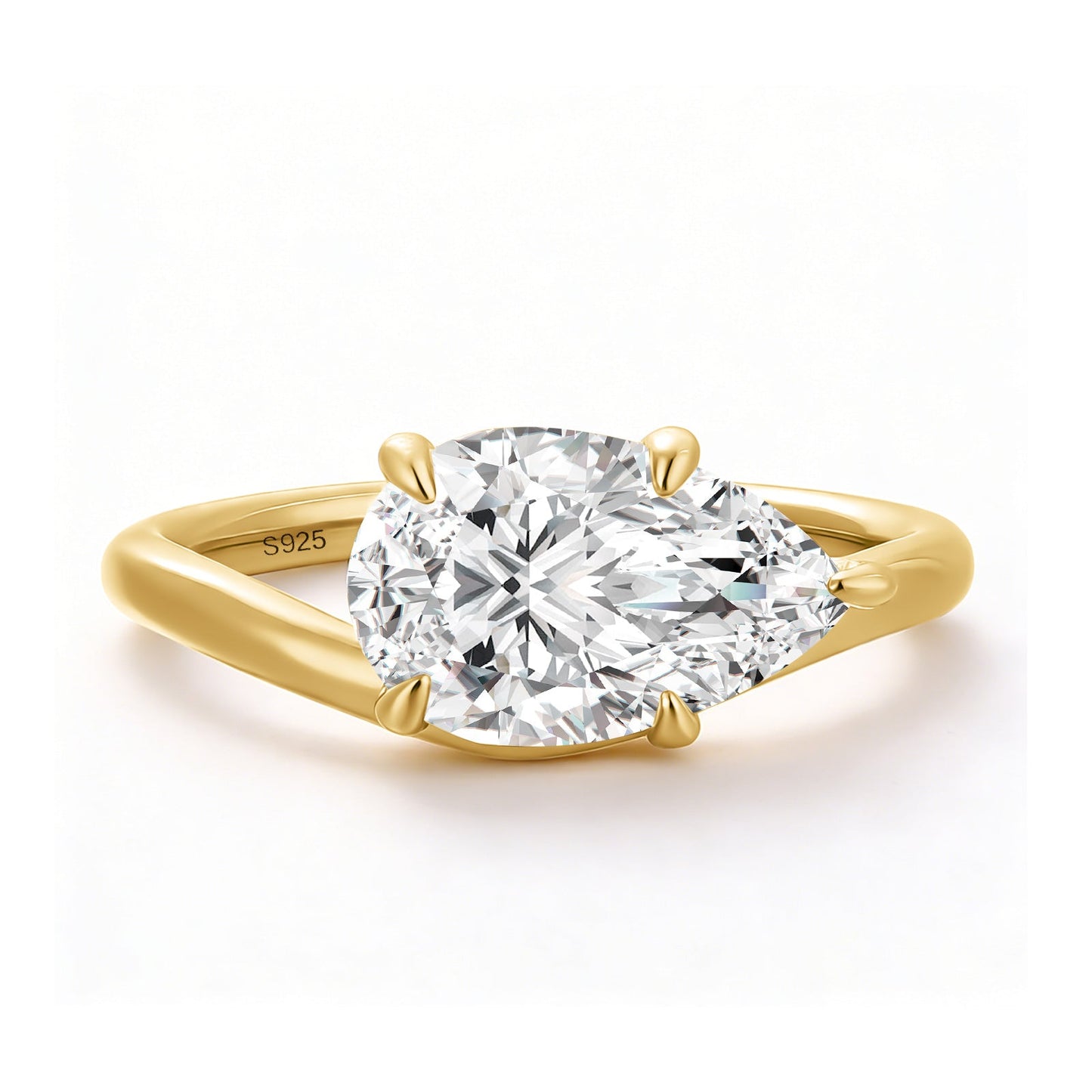 Aurevyn 2.5Ct East-West Pear Cut Moissanite Ring in S925 Sterling Silver