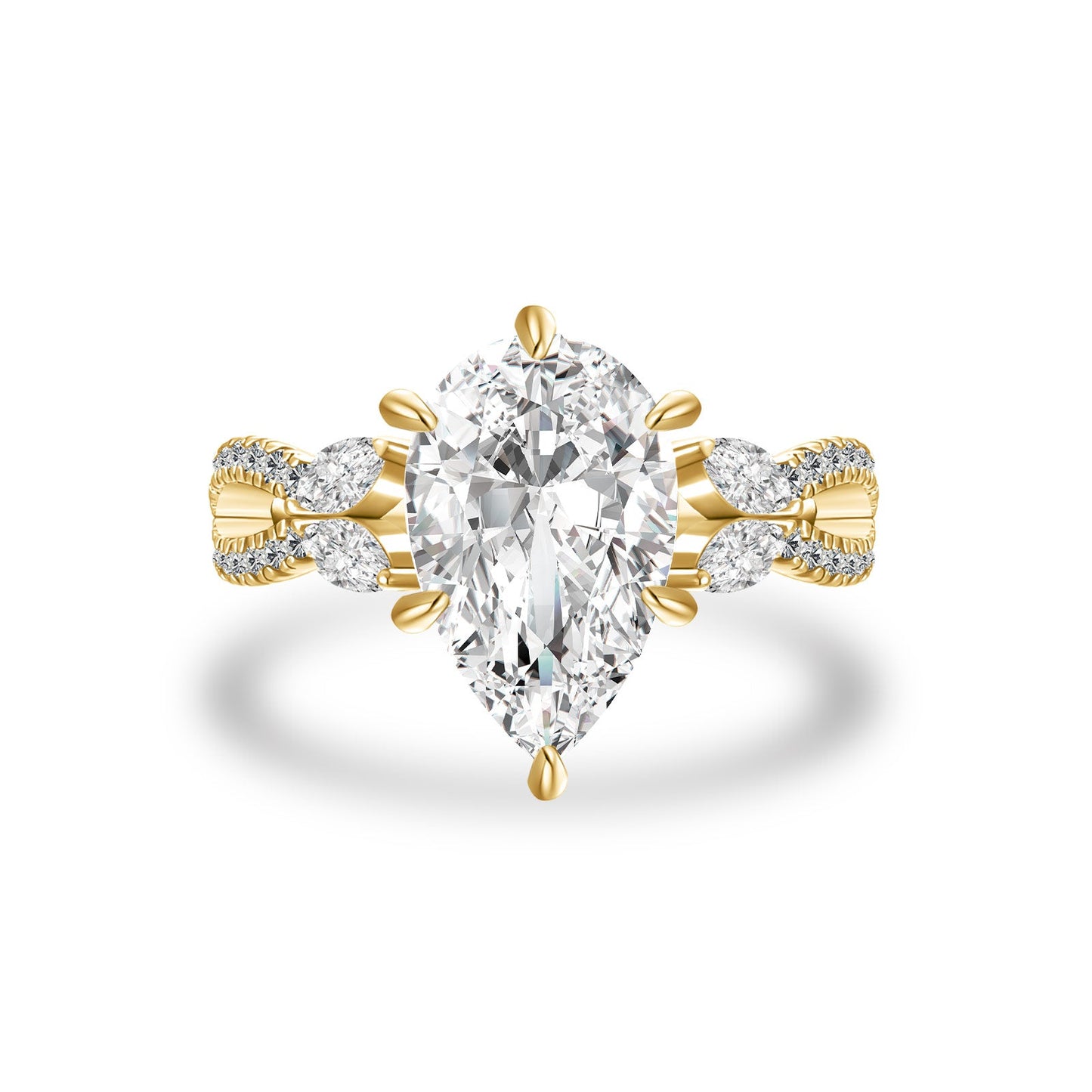 Aurevyn Moissanite Vintage 4.0Ct Pear Cut Twist Engagement Ring Travel Ring In Sterling Silver