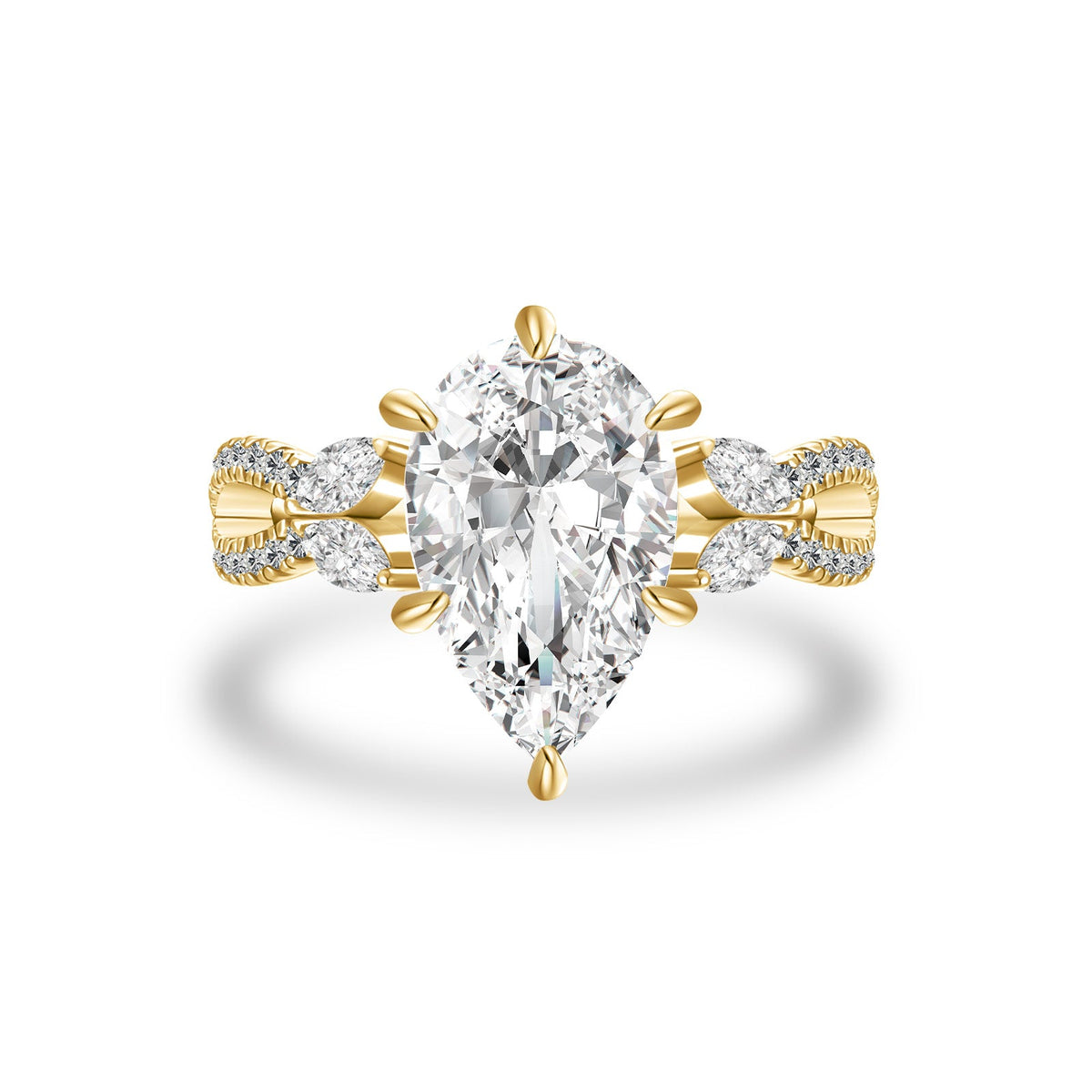 Aurevyn Moissanite Vintage 4.0Ct Pear Cut Twist Engagement Ring Travel Ring In Sterling Silver