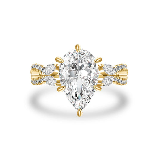 Aurevyn Moissanite Vintage 4.0Ct Pear Cut Twist Engagement Ring Travel Ring In Sterling Silver