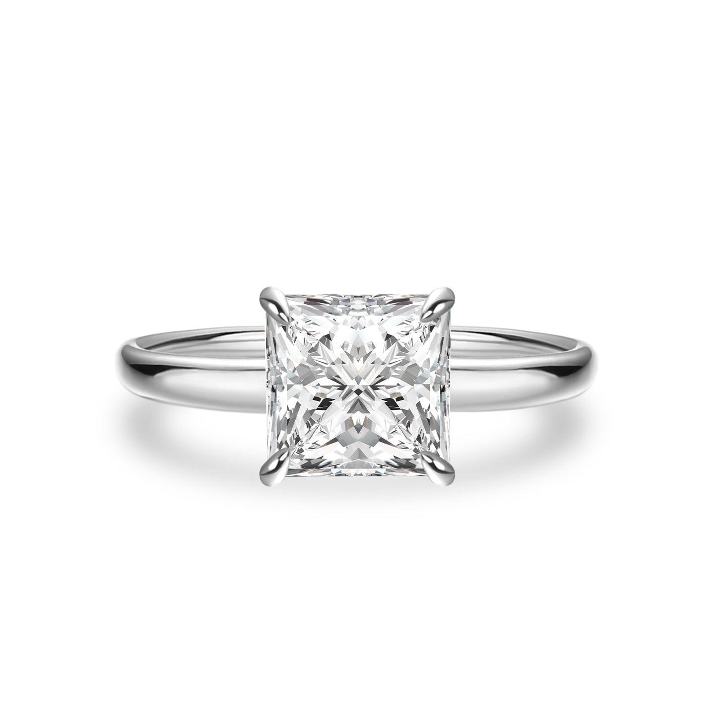 Aurevyn Moissanite 2.0 Ct Princess Cut Solitaire White Gold Promise Ring For Women