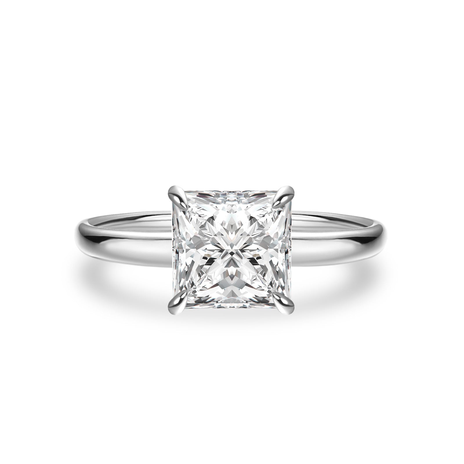 Aurevyn Moissanite 2.0 Ct Princess Cut Solitaire White Gold Promise Ring For Women
