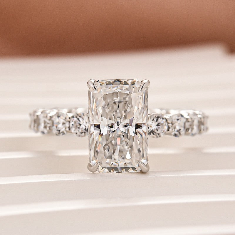 Aurevyn Moissanite 3.5 Ct Radiant Cut White Gold Engagement Ring For Women