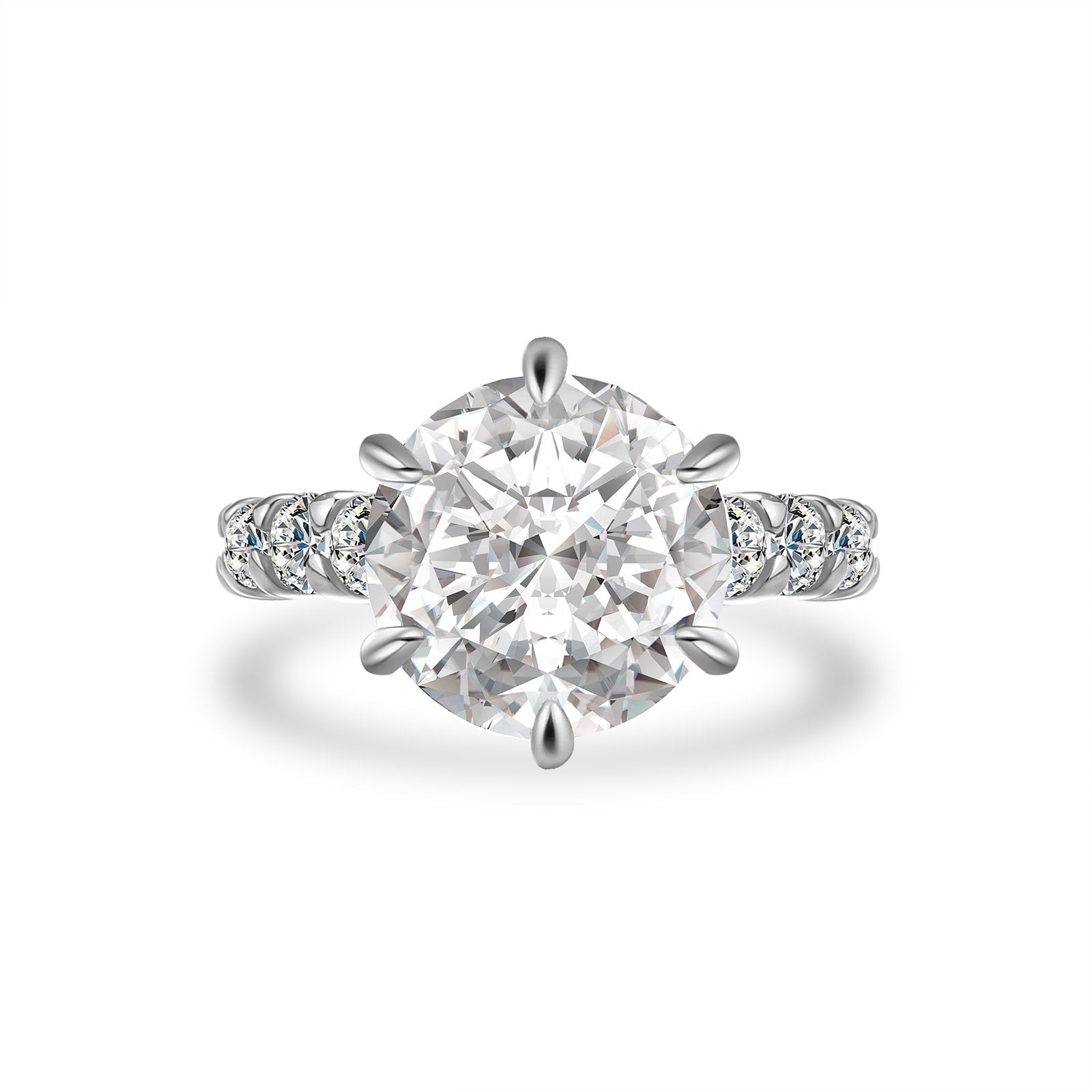 Aurevyn Moissanite 6.0Ct Round Cut Luxe Engagement Ring Travel Rings In Sterling Silver