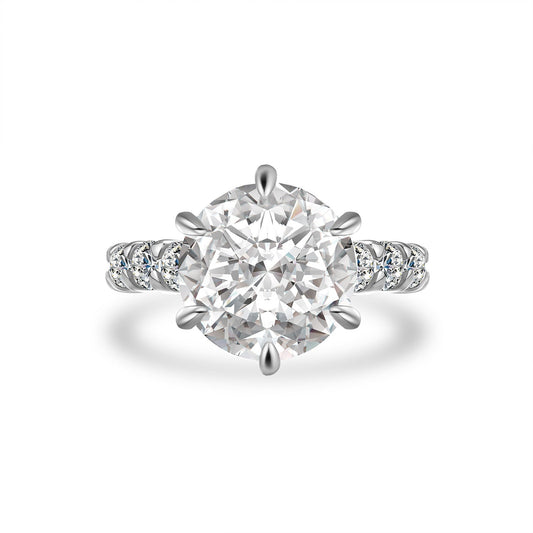 Aurevyn Moissanite 6.0Ct Round Cut Luxe Engagement Ring Travel Rings In Sterling Silver