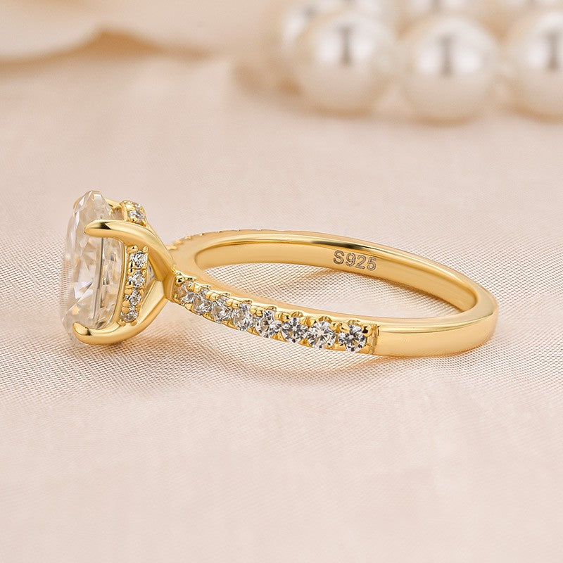 Aurevyn Moissanite 2.0 Ct Oval Cut Yellow Gold Promise Ring For Women