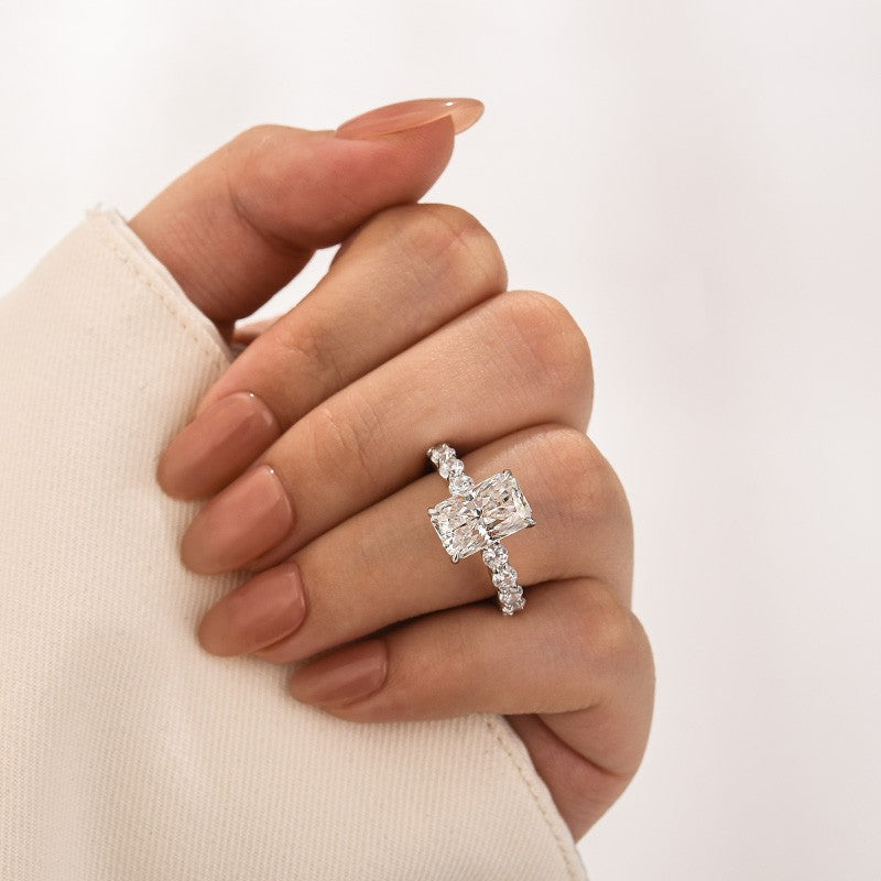Aurevyn Moissanite 3.5 Ct Radiant Cut White Gold Engagement Ring For Women