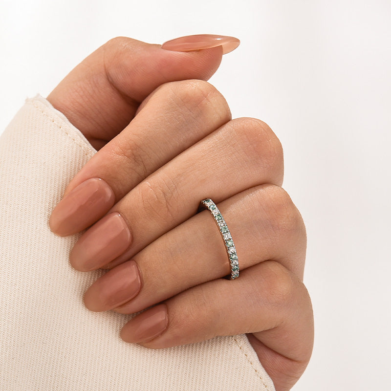 Aurevyn 0.5 Ct Round Cut Half Halo White Gold Anniversary Ring