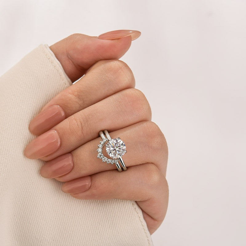 Aurevyn 2.0 Ct Round Cut White Gold Wedding Ring Set