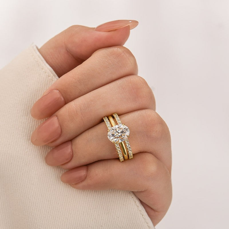 Aurevyn 2.0 Ct Oval Cut Wedding Ring Set For Women