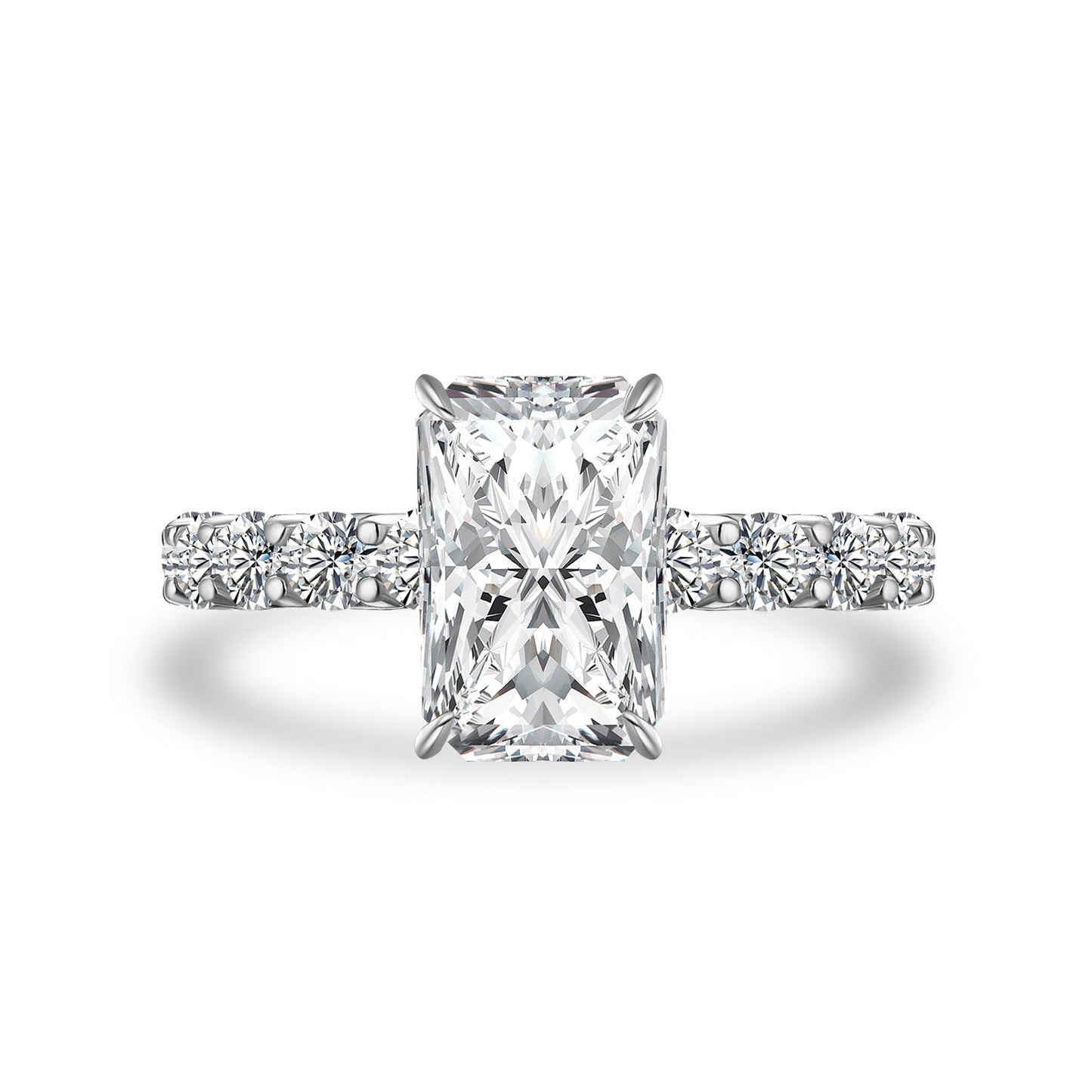 Aurevyn Moissanite 3.5 Ct Radiant Cut White Gold Engagement Ring For Women