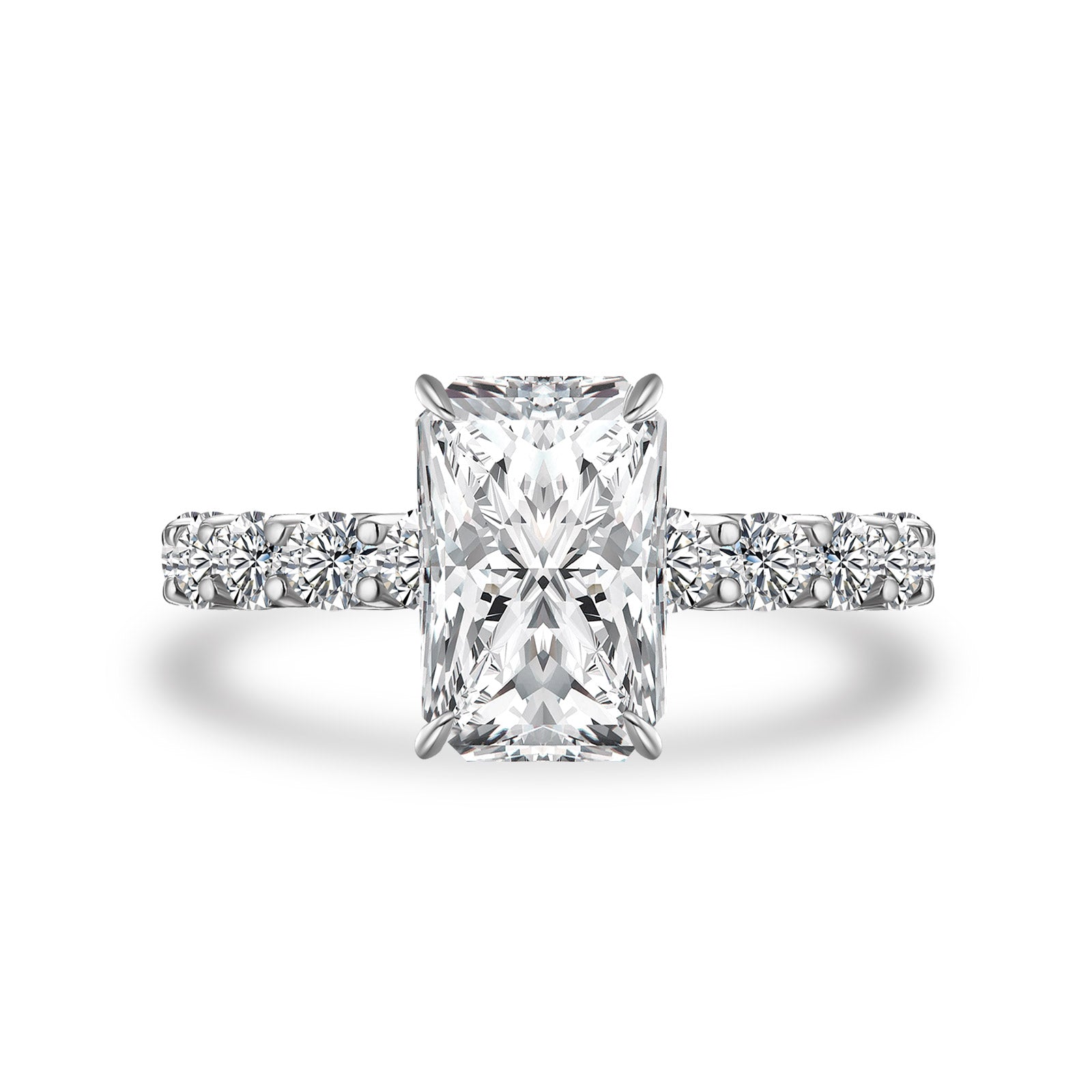 Aurevyn Moissanite 3.5 Ct Radiant Cut White Gold Engagement Ring For Women