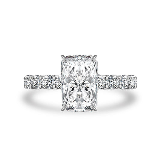 Aurevyn Moissanite 3.5 Ct Radiant Cut White Gold Engagement Ring For Women