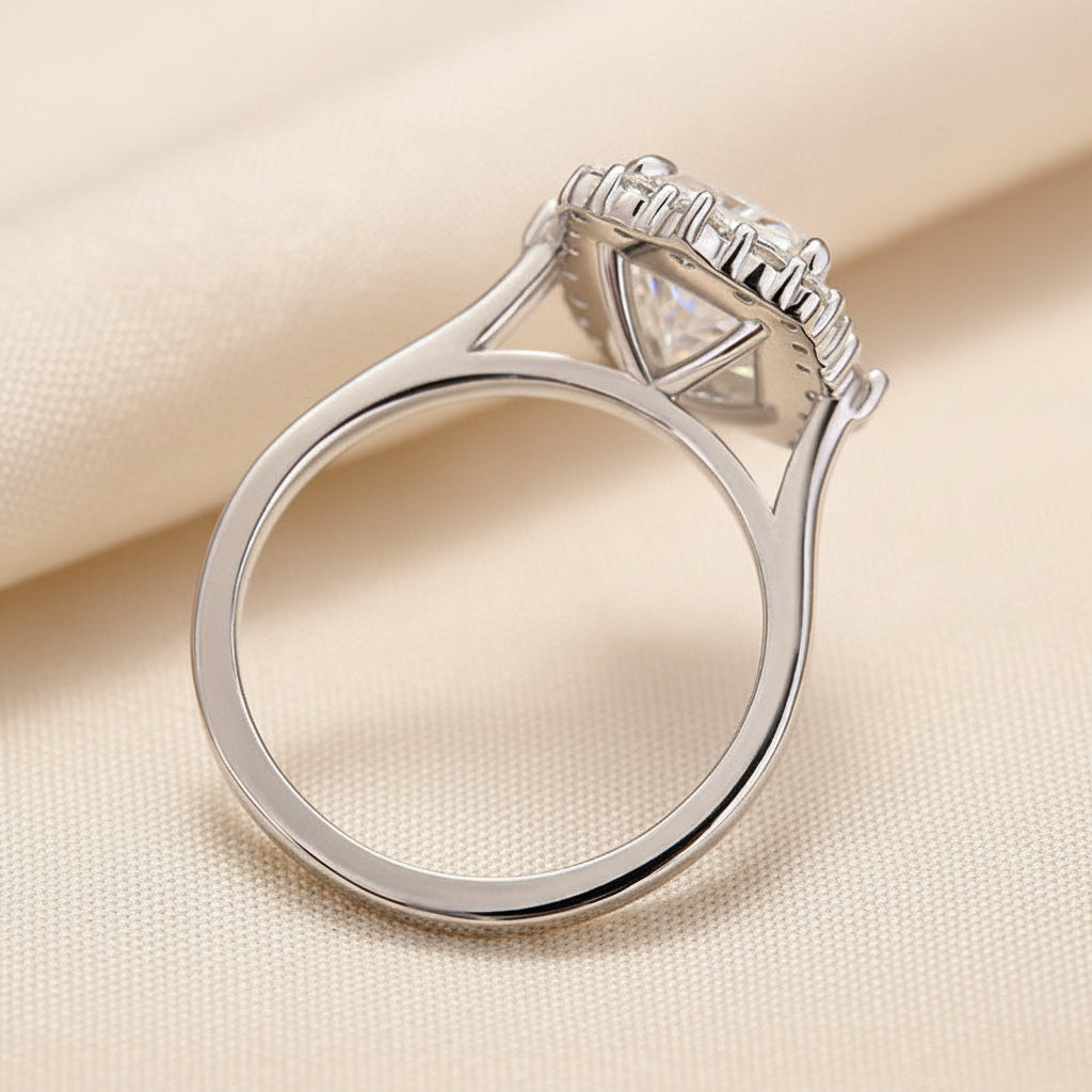 Aurevyn 3.0Ct White Gold Halo Radiant Cut Engagement Ring