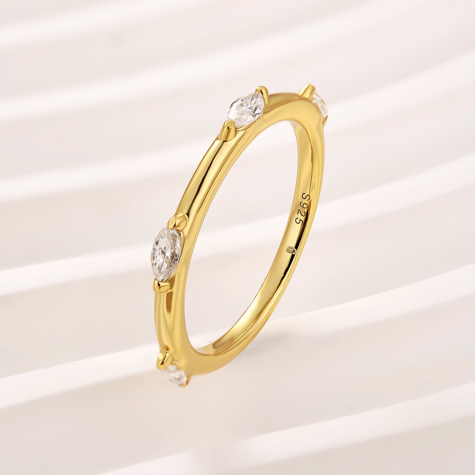 Aurevyn Moissanite Yellow Gold Marquise Cut Wedding Band
