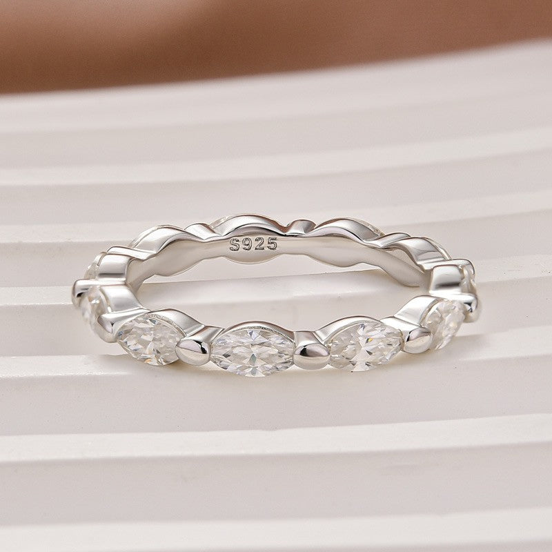 Aurevyn White Gold East West Marquise Moissanite Diamond Eternity Ring