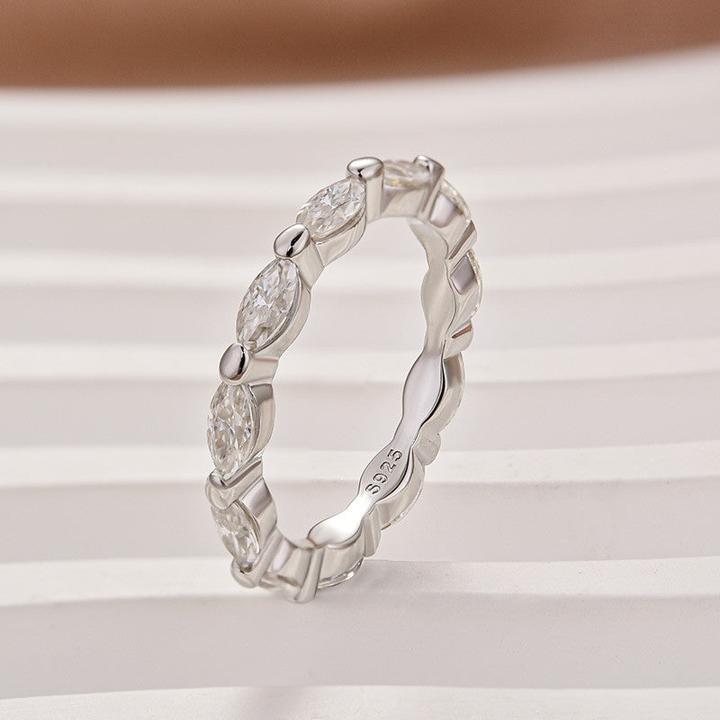 Aurevyn White Gold East West Marquise Moissanite Diamond Eternity Ring