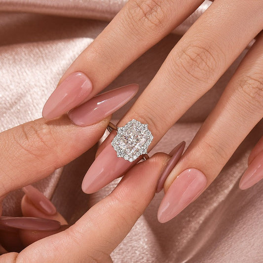 Aurevyn 3.0Ct White Gold Halo Radiant Cut Engagement Ring