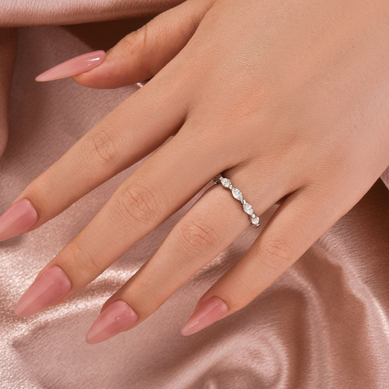 Aurevyn White Gold East West Marquise Moissanite Diamond Eternity Ring