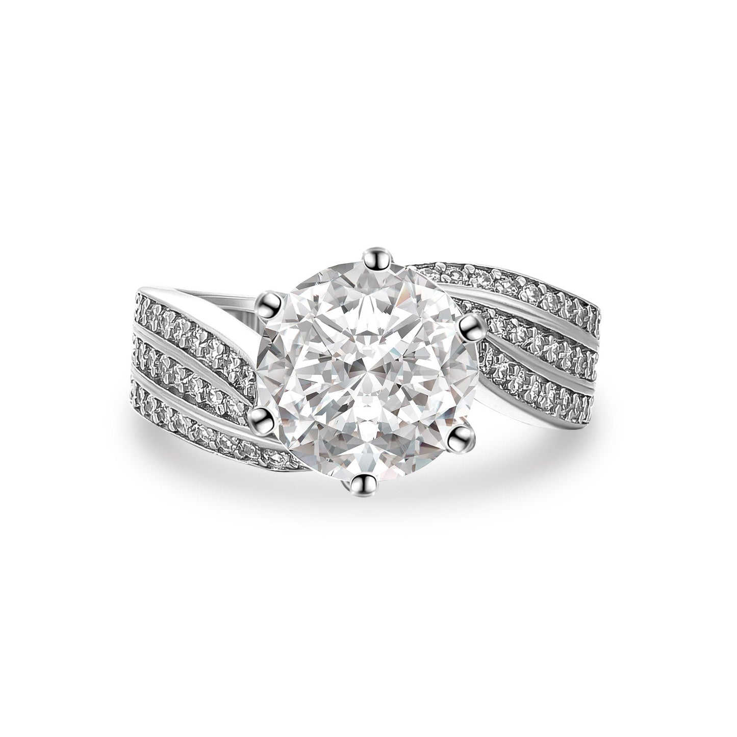 Aurevyn Moissanite 3.0 Ct Round Cut Twist White Gold Promise Ring