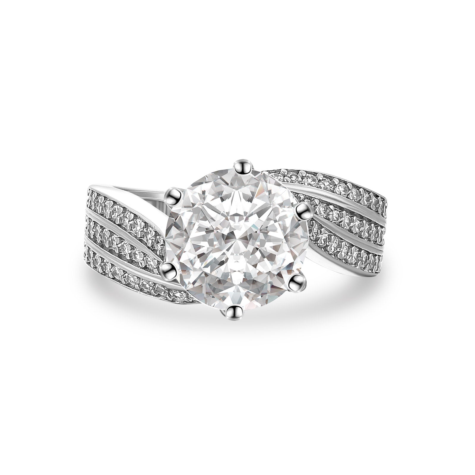 Aurevyn Moissanite 3.0 Ct Round Cut Twist White Gold Promise Ring
