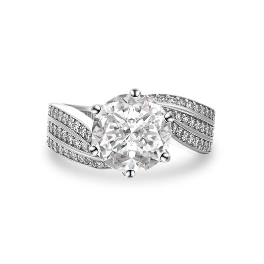 Aurevyn Moissanite 3.0 Ct Round Cut Twist White Gold Promise Ring