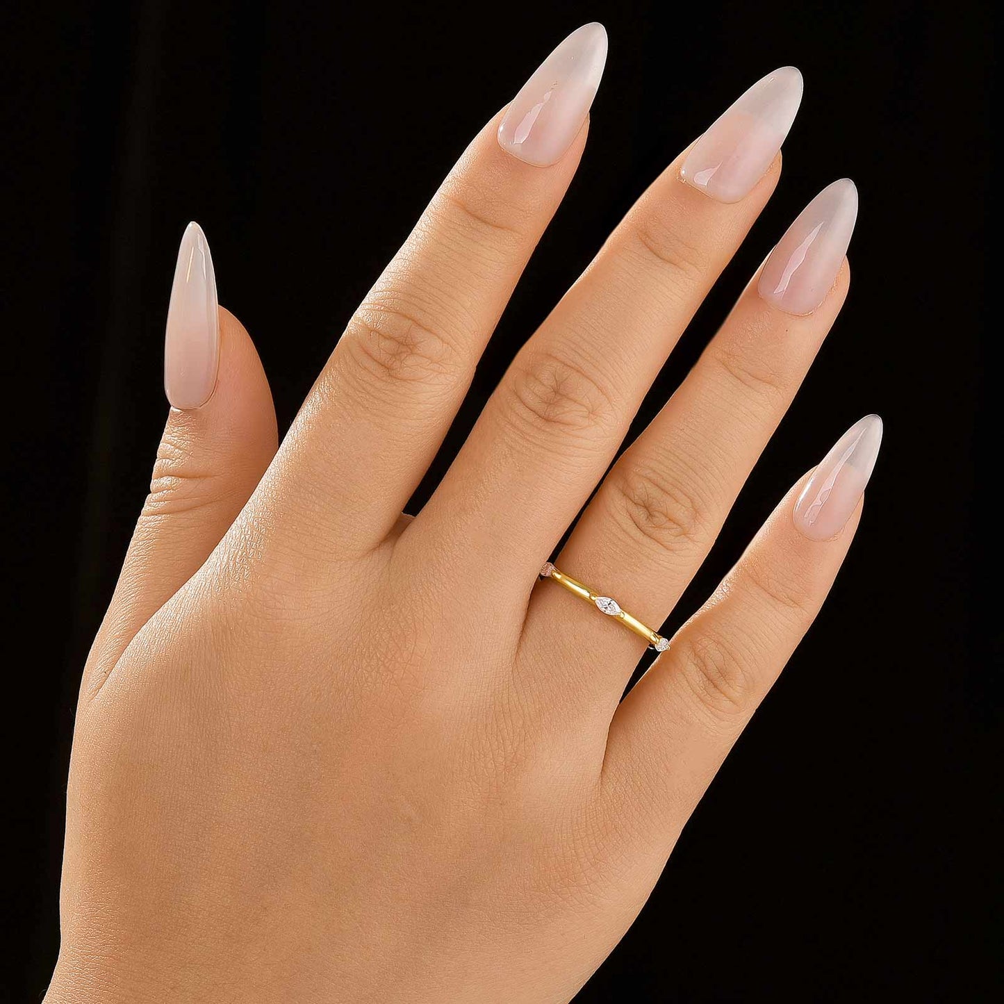 Aurevyn Moissanite Yellow Gold Marquise Cut Wedding Band