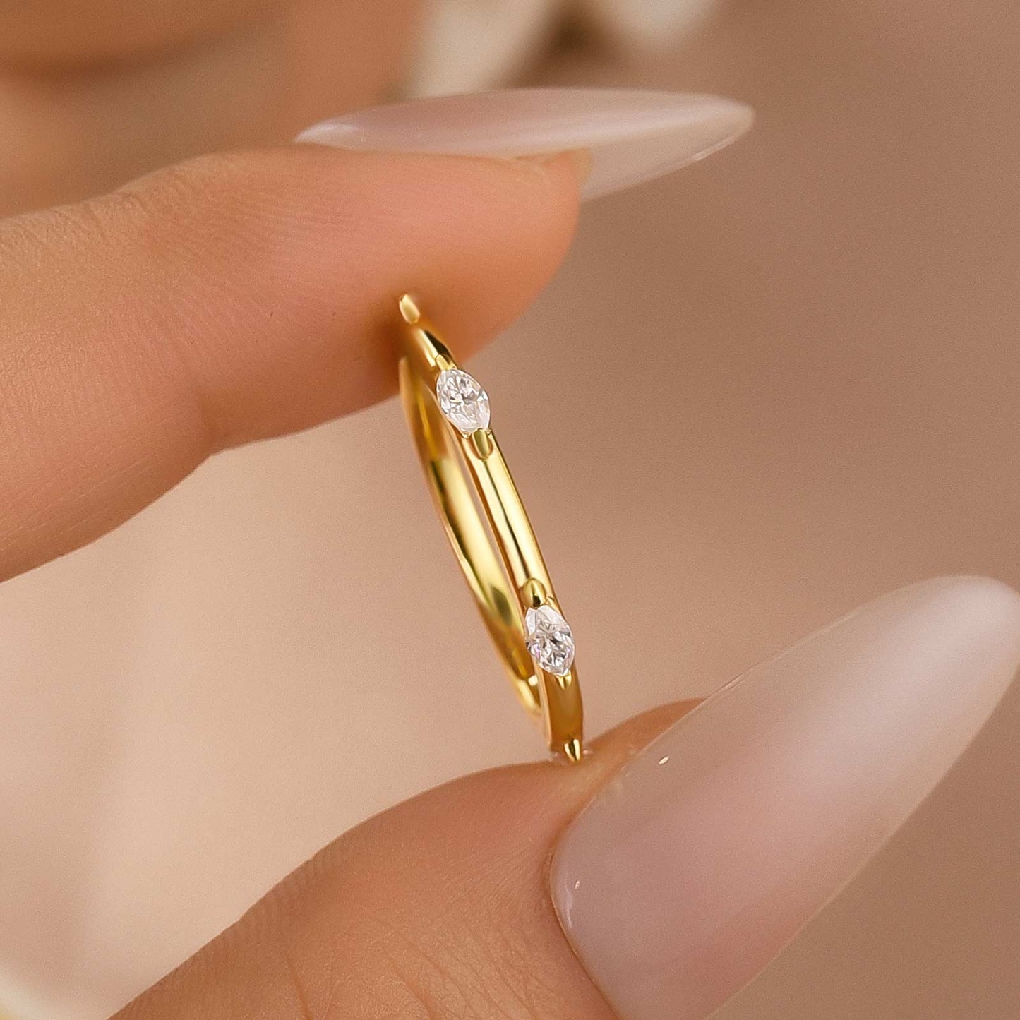 Aurevyn Moissanite Yellow Gold Marquise Cut Wedding Band