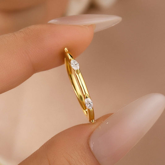 Aurevyn Moissanite Yellow Gold Marquise Cut Wedding Band