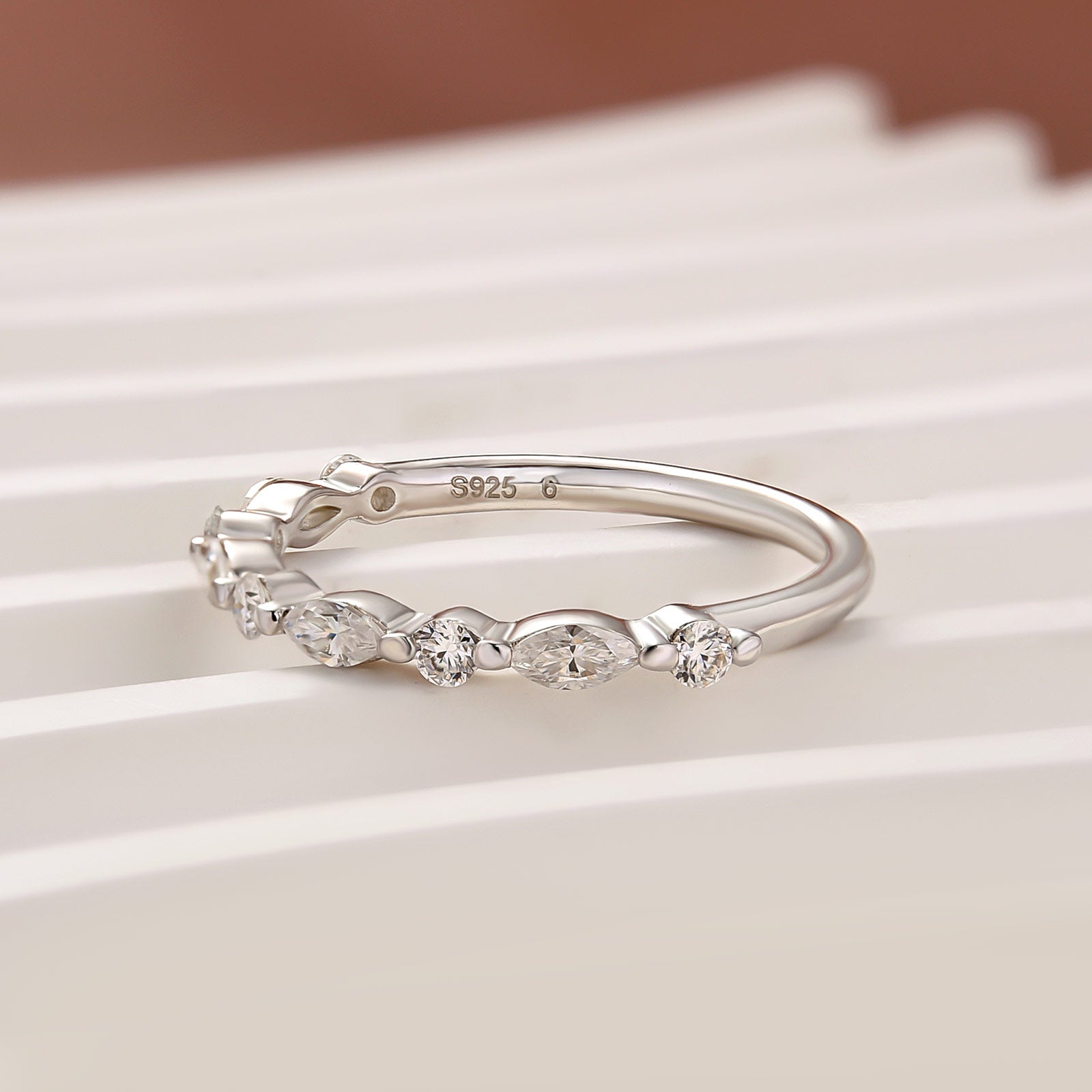 Aurevyn 0.55 Ct Marquise-Round White Gold Wedding Band