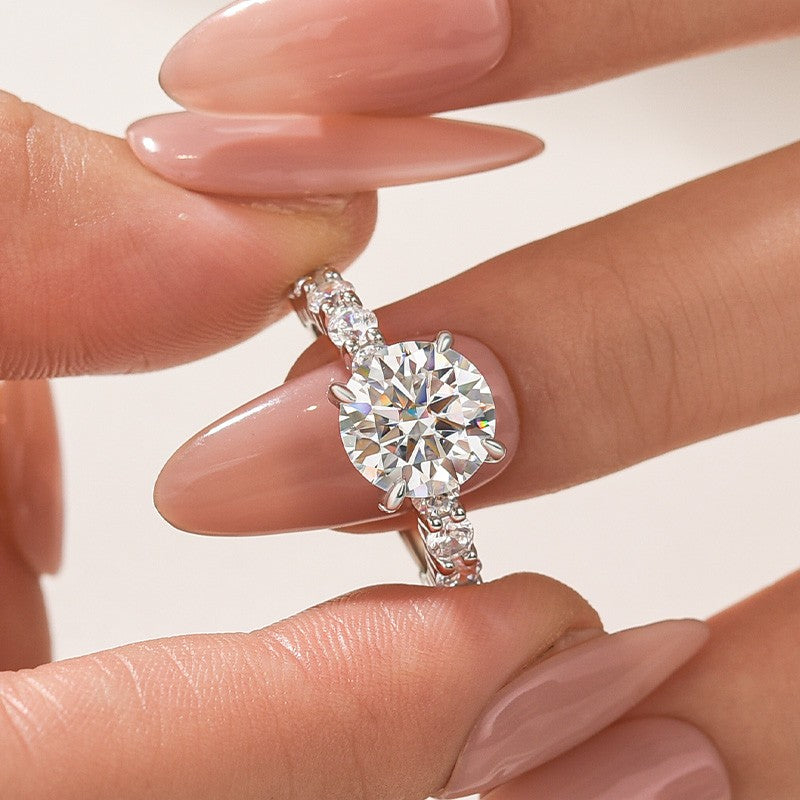 Aurevyn 3.0Ct Round White Gold Engagement Ring