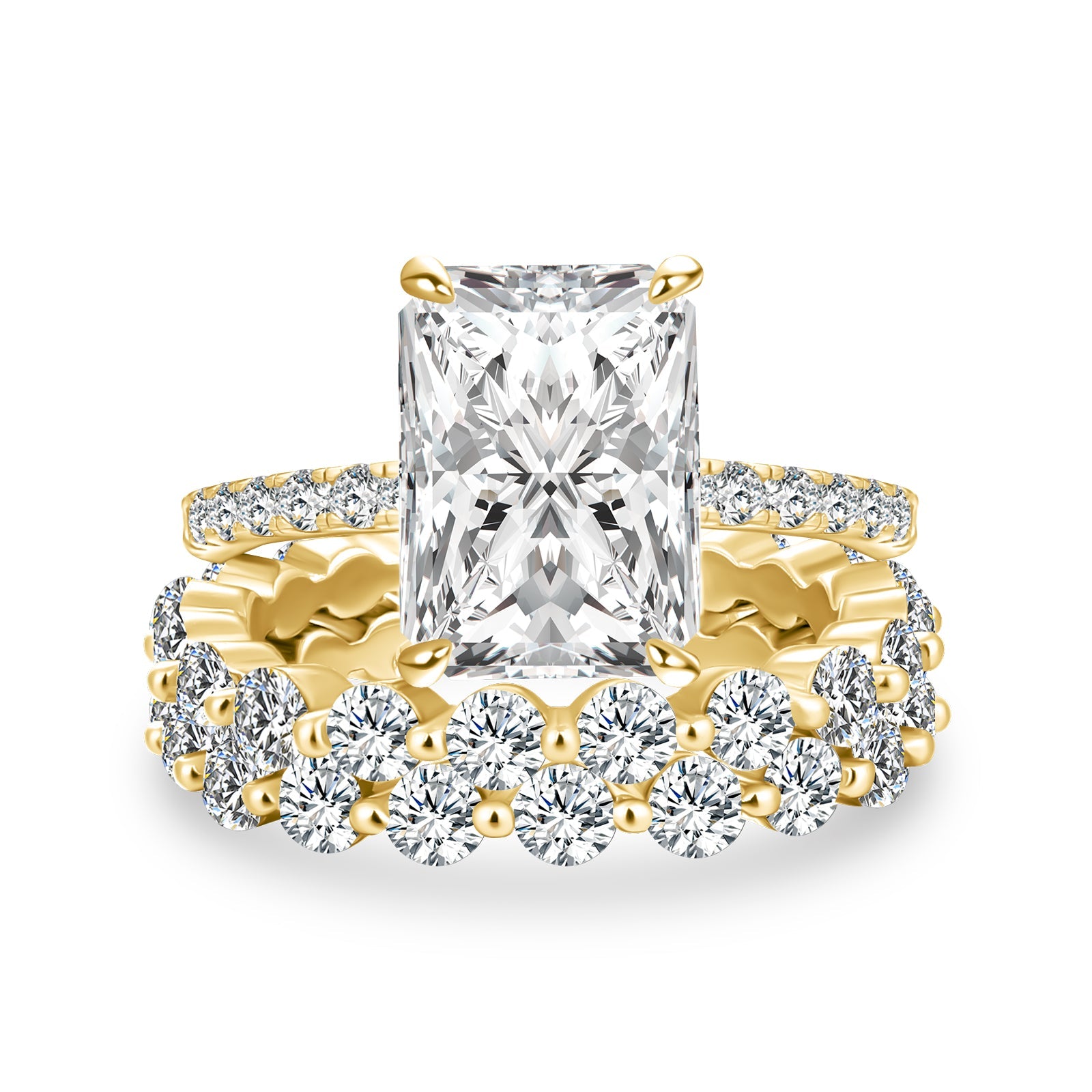 Aurevyn Moissanite 4.5 Ct Radiant Cut Yellow Gold Wedding Ring
