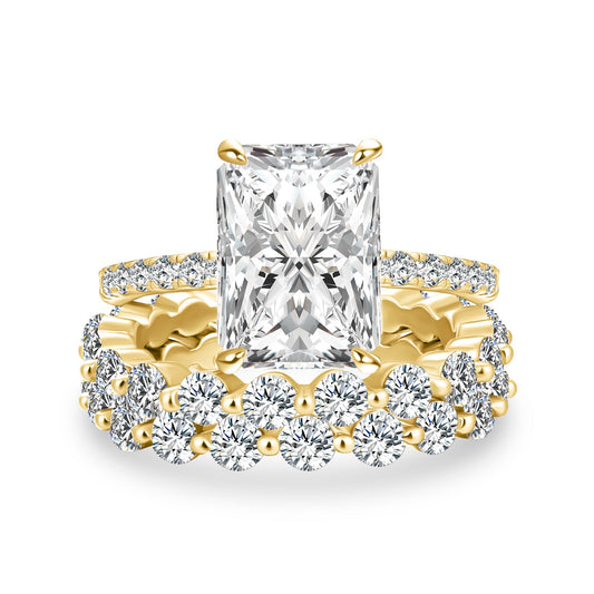 Aurevyn Moissanite 4.5 Ct Radiant Cut Yellow Gold Wedding Ring