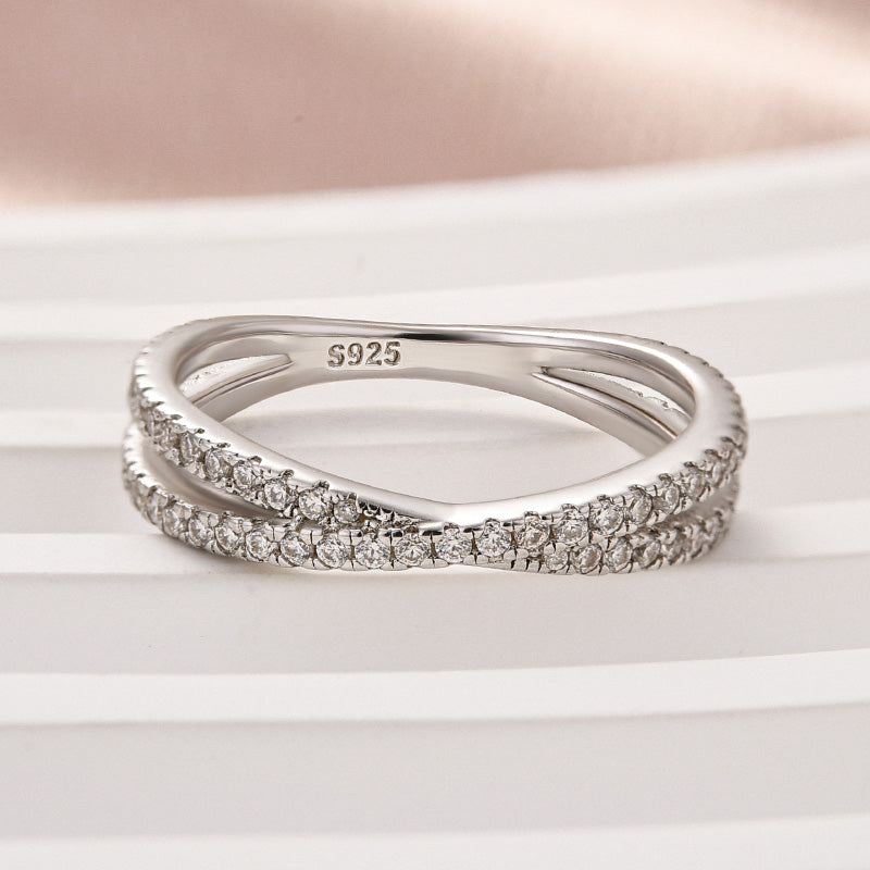 Aurevyn 2.0 Ct  X Criss Cross White Gold Wedding Band