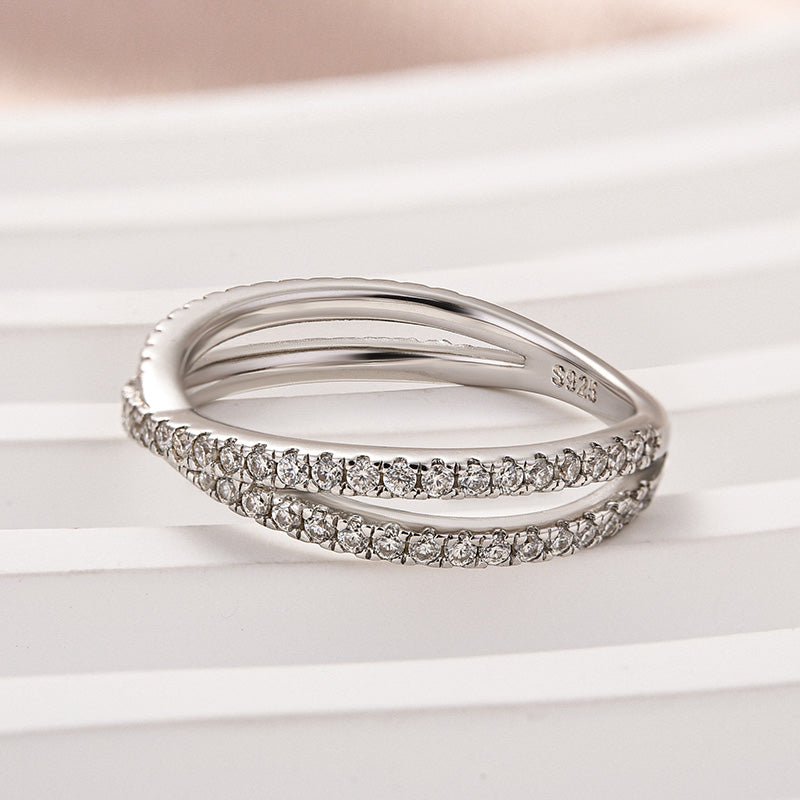 Aurevyn 2.0 Ct  X Criss Cross White Gold Wedding Band