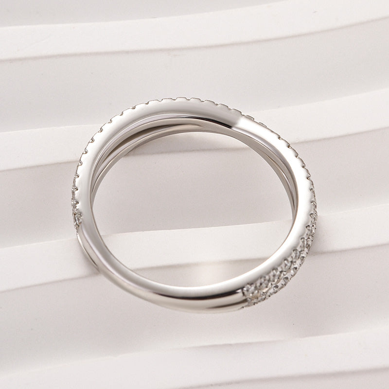 Aurevyn 2.0 Ct  X Criss Cross White Gold Wedding Band