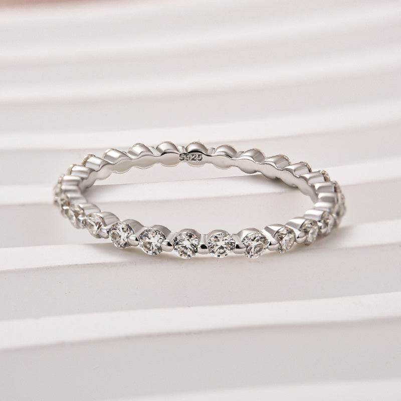 Aurevyn 1.0 Ct White Gold Round Cut Full Eternity Wedding Band