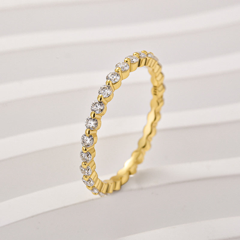 Aurevyn Yellow Gold 1.0 Ct Round Cut Full Eternity Wedding Band
