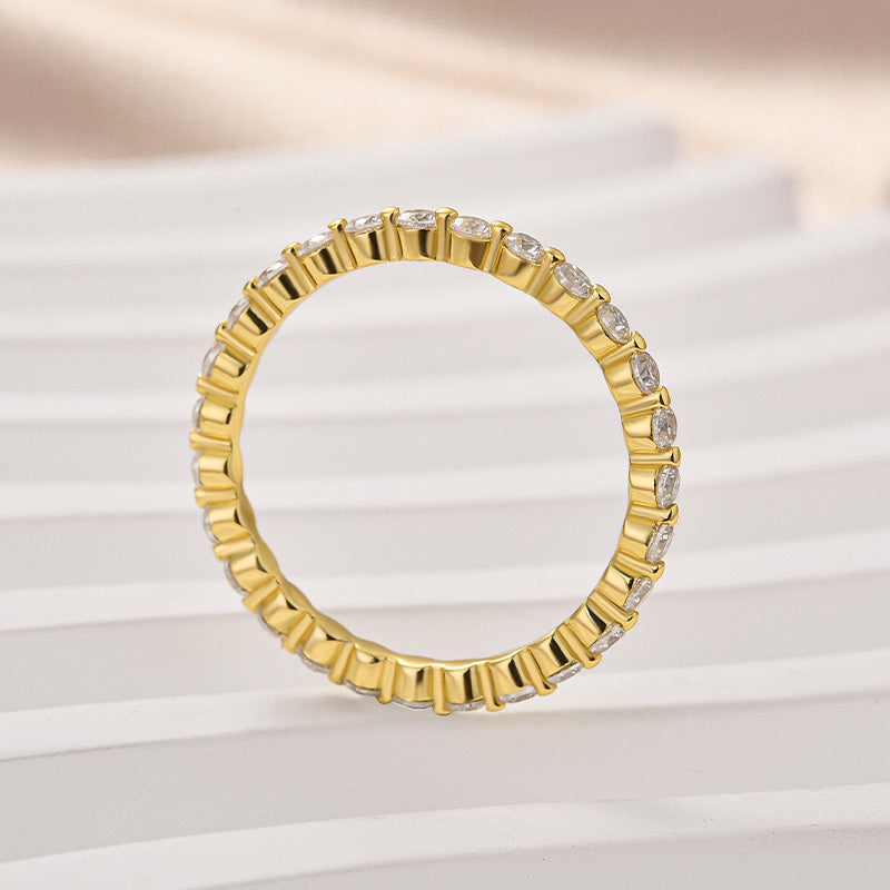 Aurevyn Yellow Gold 1.0 Ct Round Cut Full Eternity Wedding Band