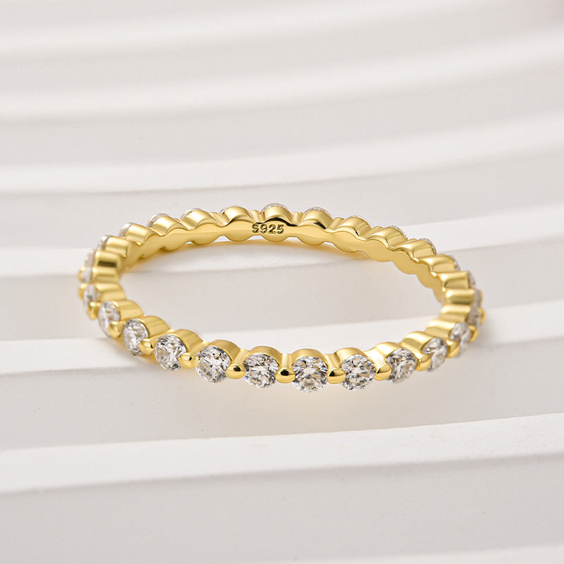 Aurevyn Yellow Gold 1.0 Ct Round Cut Full Eternity Wedding Band