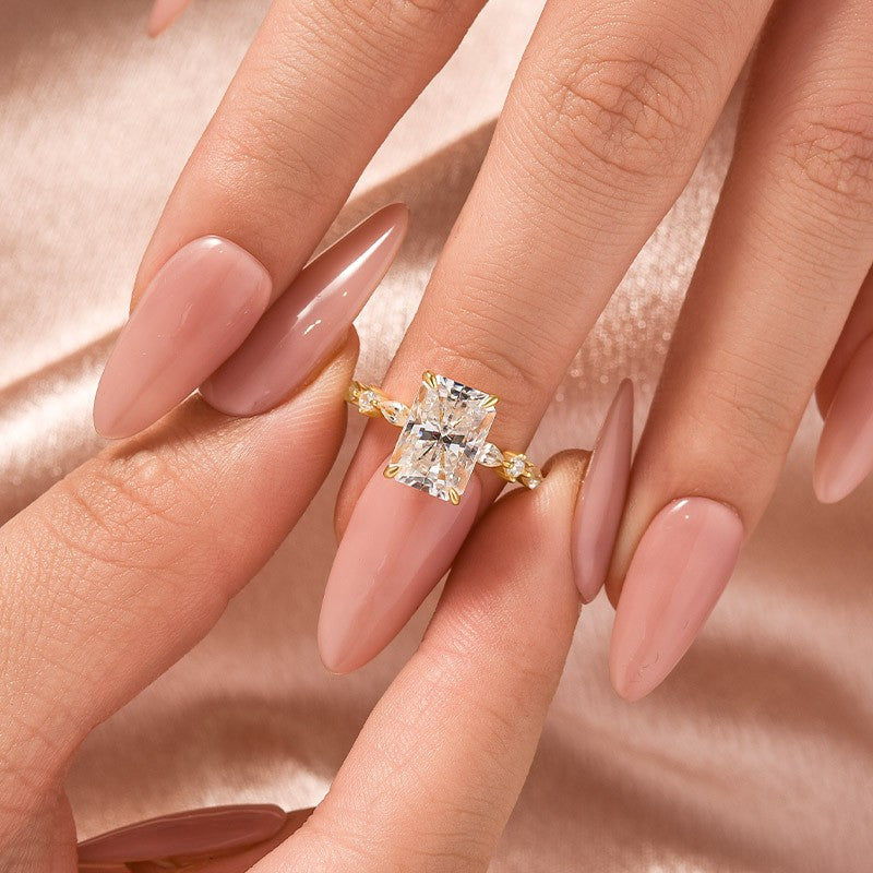 Aurevyn Moissanite 3.5 Ct Radiant Cut Yellow Gold Travel Ring For Women