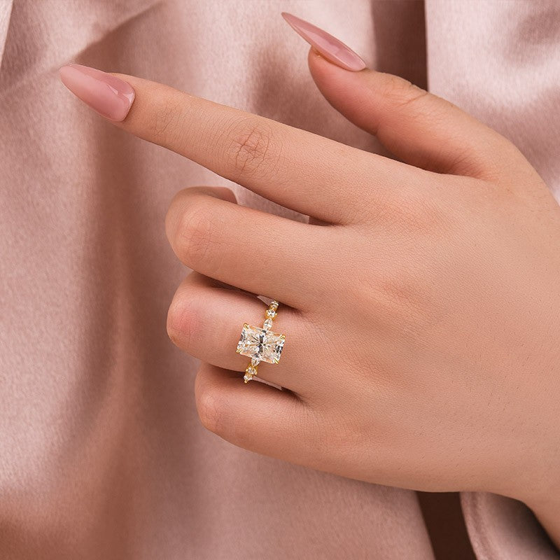 Aurevyn Moissanite 3.5 Ct Radiant Cut Yellow Gold Travel Ring For Women